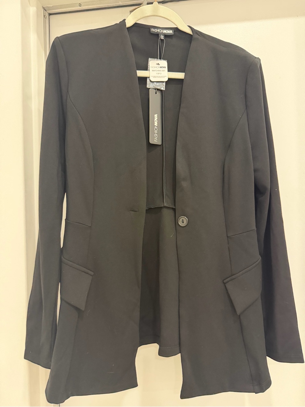 Fashion Nova Black Single-Button Open Blazer